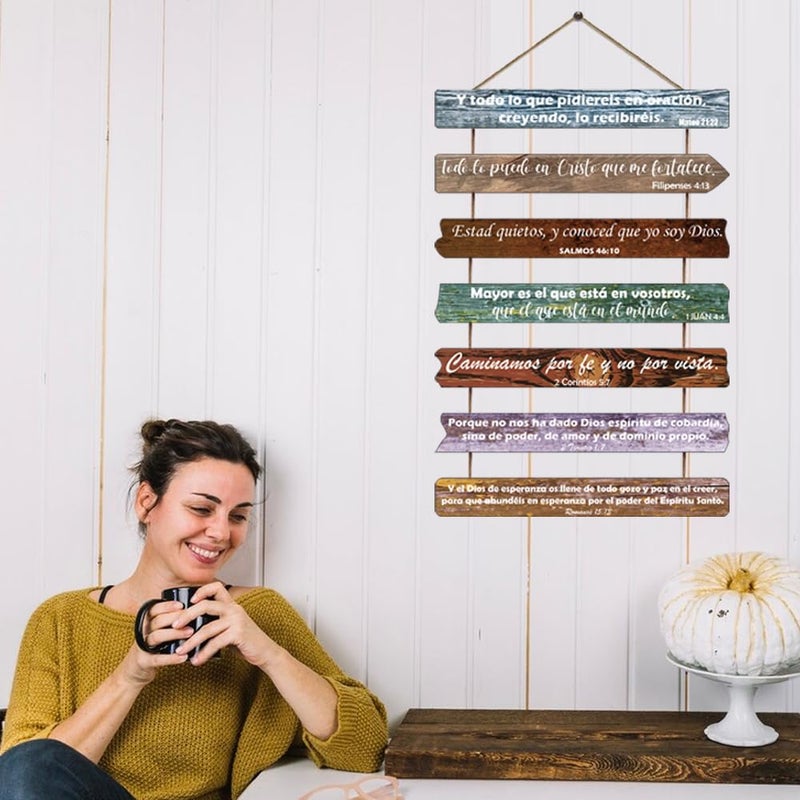 1step2dream Spanish Christian Gift Rustic Wooden Bible Verses Wall Art for Office, Bathroom, Bedroom, Farmhouse Kitchen, Living Room, and Women's Spaces - Image 5