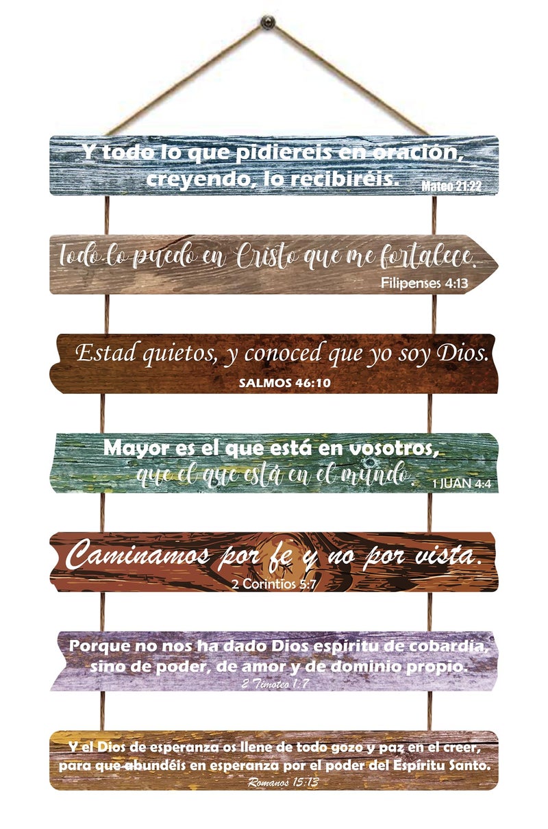 1step2dream Spanish Christian Gift Rustic Wooden Bible Verses Wall Art for Office, Bathroom, Bedroom, Farmhouse Kitchen, Living Room, and Women's Spaces - Image 1