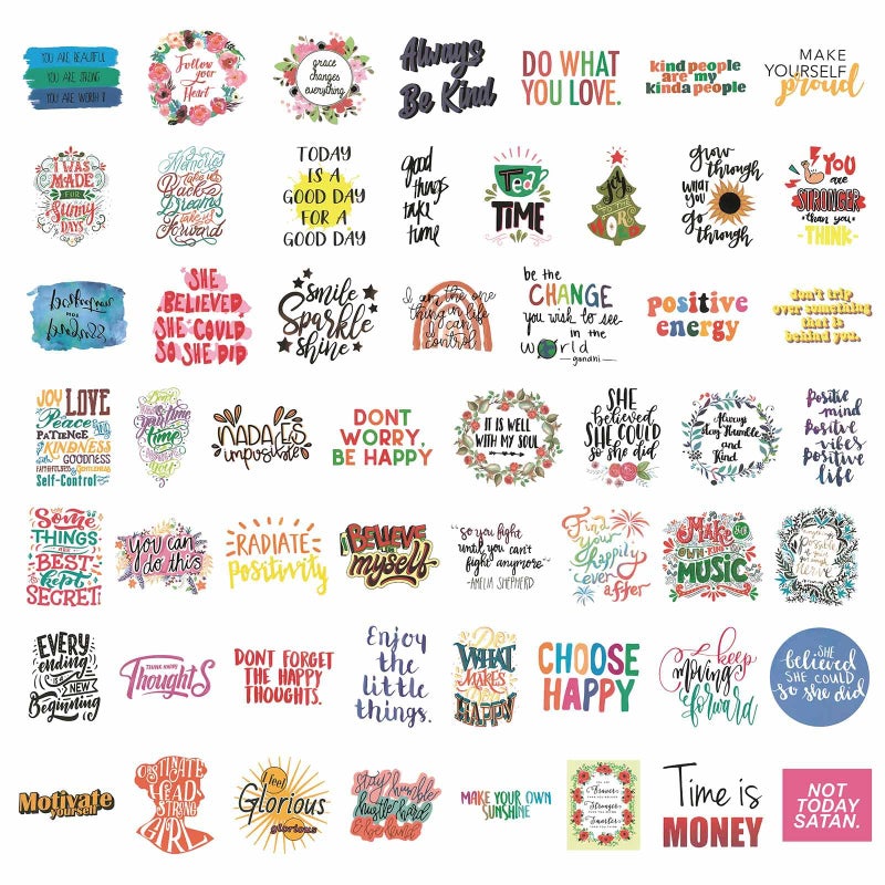 Giogyebit 100pcs Inspirational Stickers, Motivational Quote Sticker for Water Bottle Adults Women Teen Boy Girl, Affirmation Stickers, Vinyl Positive Stickers Decals for Laptop Journal Computer Phone Case - Image 4