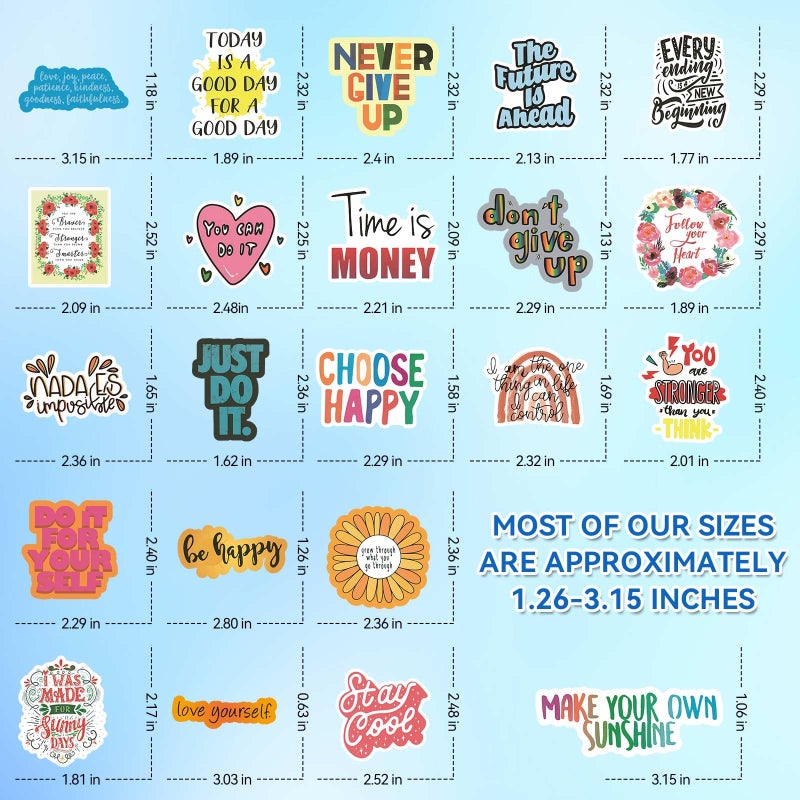 Giogyebit 100pcs Inspirational Stickers, Motivational Quote Sticker for Water Bottle Adults Women Teen Boy Girl, Affirmation Stickers, Vinyl Positive Stickers Decals for Laptop Journal Computer Phone Case - Image 5