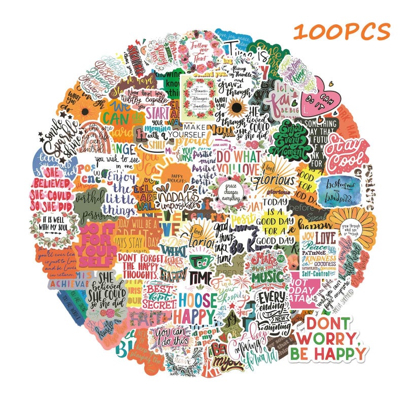 Giogyebit 100pcs Inspirational Stickers, Motivational Quote Sticker for Water Bottle Adults Women Teen Boy Girl, Affirmation Stickers, Vinyl Positive Stickers Decals for Laptop Journal Computer Phone Case - Image 2