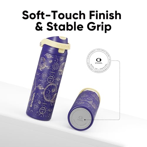ENCOOL Leakproof Insulated Water Bottle with Straw Dual-Sip Water Bottle Bag-Safe Design for Work, Commute & Gym – Keeps Drinks Cold All Day, 24 oz, Astral Chart - Image 5