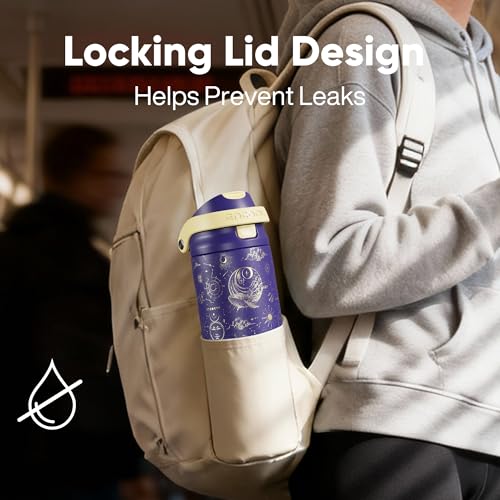 ENCOOL Leakproof Insulated Water Bottle with Straw Dual-Sip Water Bottle Bag-Safe Design for Work, Commute & Gym – Keeps Drinks Cold All Day, 24 oz, Astral Chart - Image 4