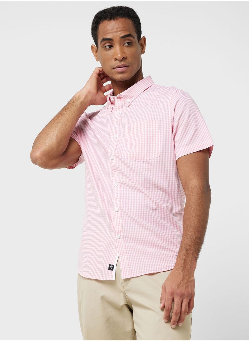 Thomas Scott - Thomas Scott Gingham Checks Spread Collar Cotton Casual Shirt - Image 1
