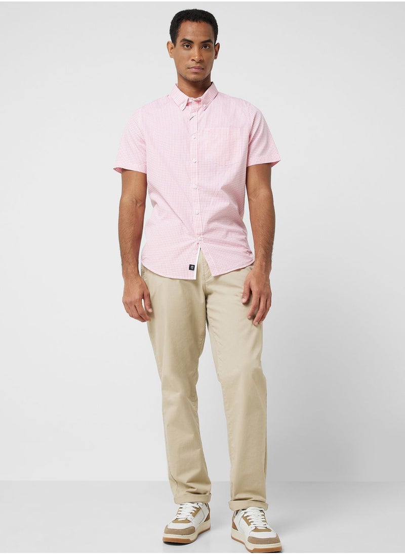 Thomas Scott - Thomas Scott Gingham Checks Spread Collar Cotton Casual Shirt - Image 1