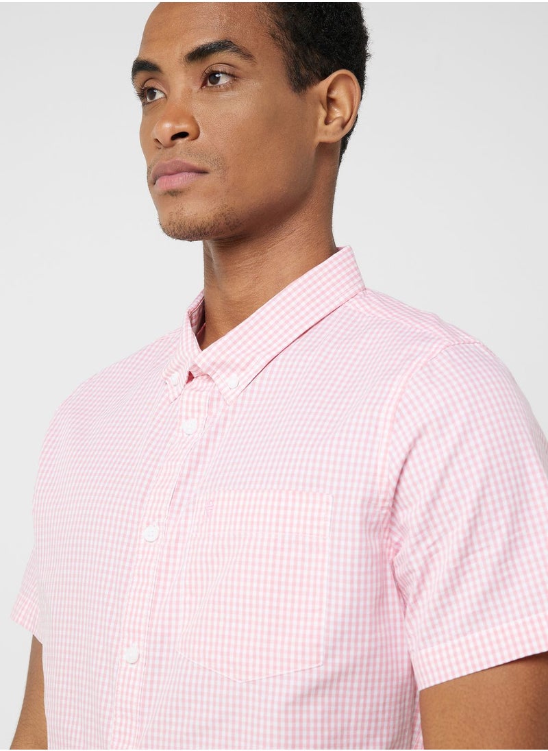 Thomas Scott - Thomas Scott Gingham Checks Spread Collar Cotton Casual Shirt - Image 1