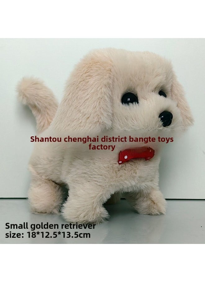 Simulation Electric Dog Plush Electric Puppy Will Walk Will Nod Will Shake The Tail Children's Toy Dog Wholesale-Color:Random Tie Knot: Little Golden Retriever-Specifications:Rechargeable Battery + Charger + Traction Rope + Bell  - Image 1