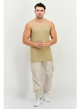 Jack Jones Men Scoop Neck Sleeveles Ribbed Vest, Khaki  - Image 4