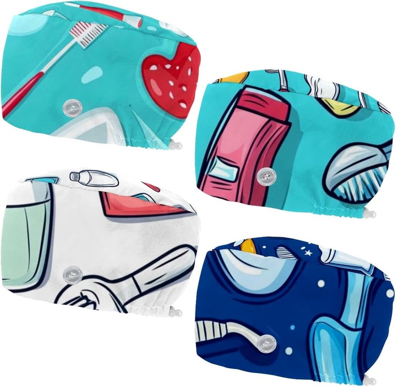 Women and Men's Surgical Cap 4 Packs Flask Pestle Working Hat One Size - Image 1
