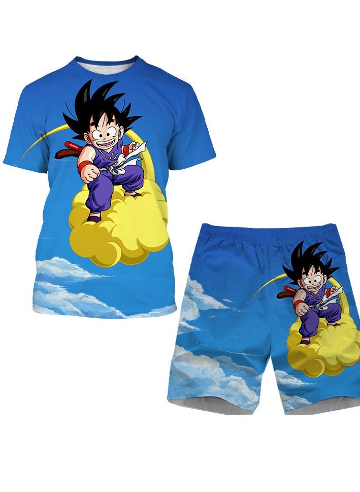KUYING Summer Dragon Ball Shirt+Shorts Sports And Leisure Two Piece Set  - Image 1