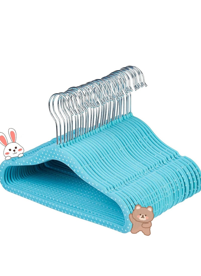 Rightsure Baby Clothes Hangers, Kids Velvet Hangers, Baby Toddler Kids Hangers With Swivel 360 Hook, Notched Shoulder Design For Children Clothes, Sturdy&Durable Clothes Hangers (Blue, 30pcs)  - Image 1
