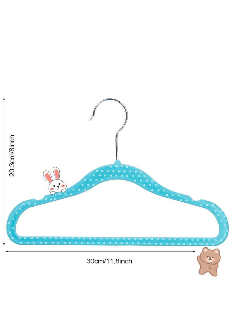 Rightsure Baby Clothes Hangers, Kids Velvet Hangers, Baby Toddler Kids Hangers With Swivel 360 Hook, Notched Shoulder Design For Children Clothes, Sturdy&Durable Clothes Hangers (Blue, 30pcs)  - Image 2