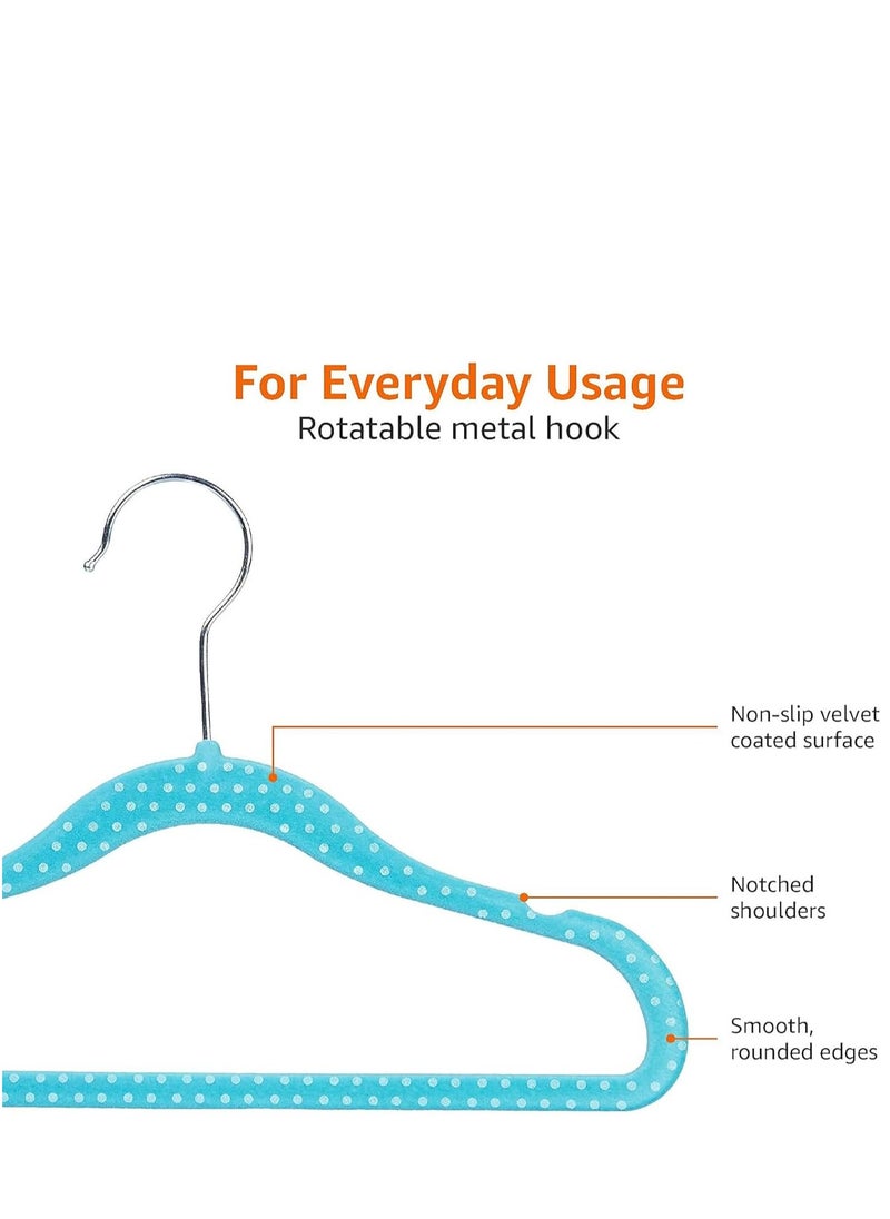 Rightsure Baby Clothes Hangers, Kids Velvet Hangers, Baby Toddler Kids Hangers With Swivel 360 Hook, Notched Shoulder Design For Children Clothes, Sturdy&Durable Clothes Hangers (Blue, 30pcs)  - Image 3