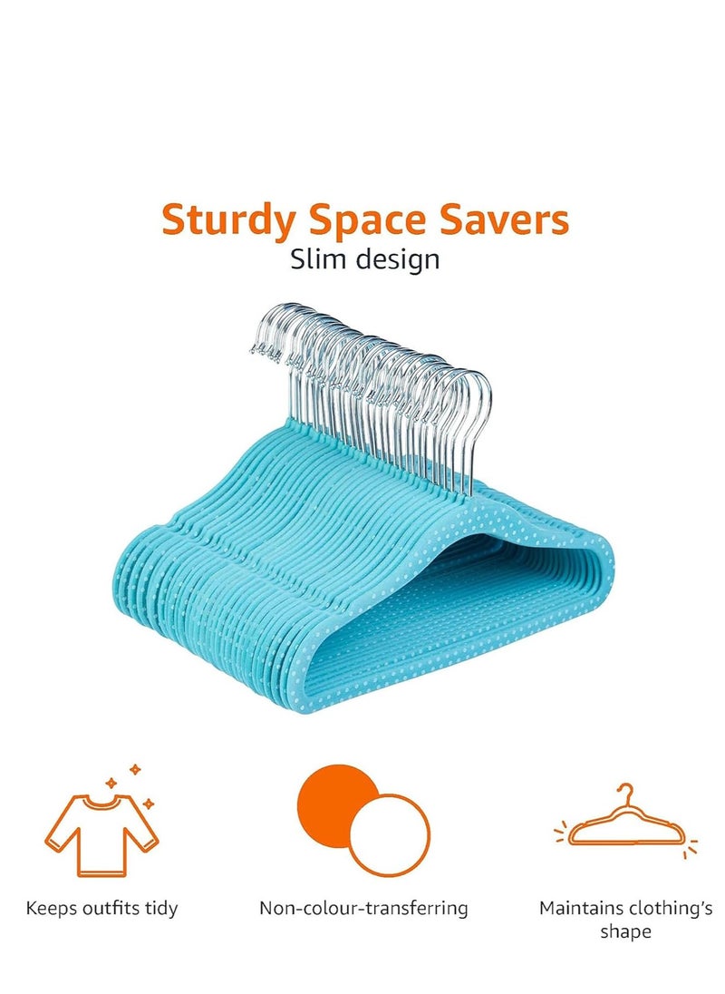 Rightsure Baby Clothes Hangers, Kids Velvet Hangers, Baby Toddler Kids Hangers With Swivel 360 Hook, Notched Shoulder Design For Children Clothes, Sturdy&Durable Clothes Hangers (Blue, 30pcs)  - Image 4