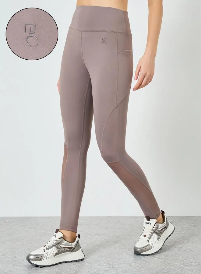 Styli Active Women Calf Mesh Insert Rubber Logo 7/8 Leggings