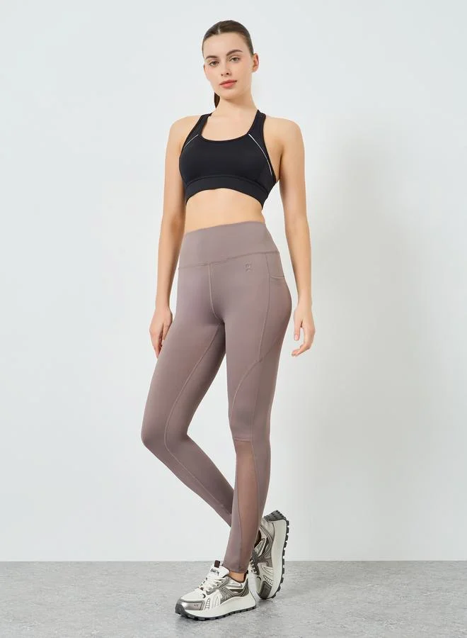 Styli Active Women Calf Mesh Insert Rubber Logo 7/8 Leggings