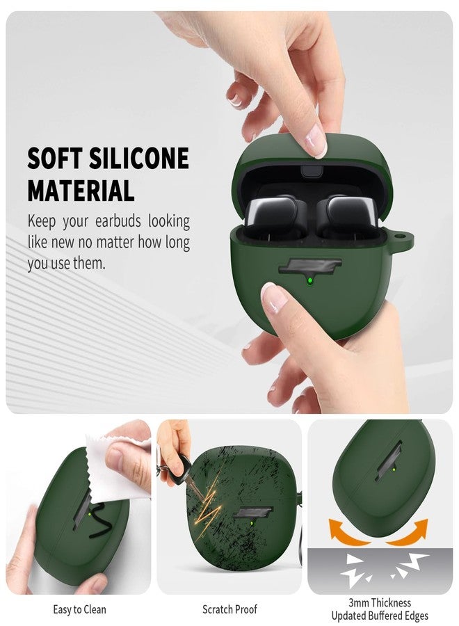 TUDIOW for New Bose Ultra Open Earbuds Case(2024), Silicone Shockproof Protective Cover for Bose Open Ear Wireless Earbuds Accessories with Carabiner(Green) - Image 4