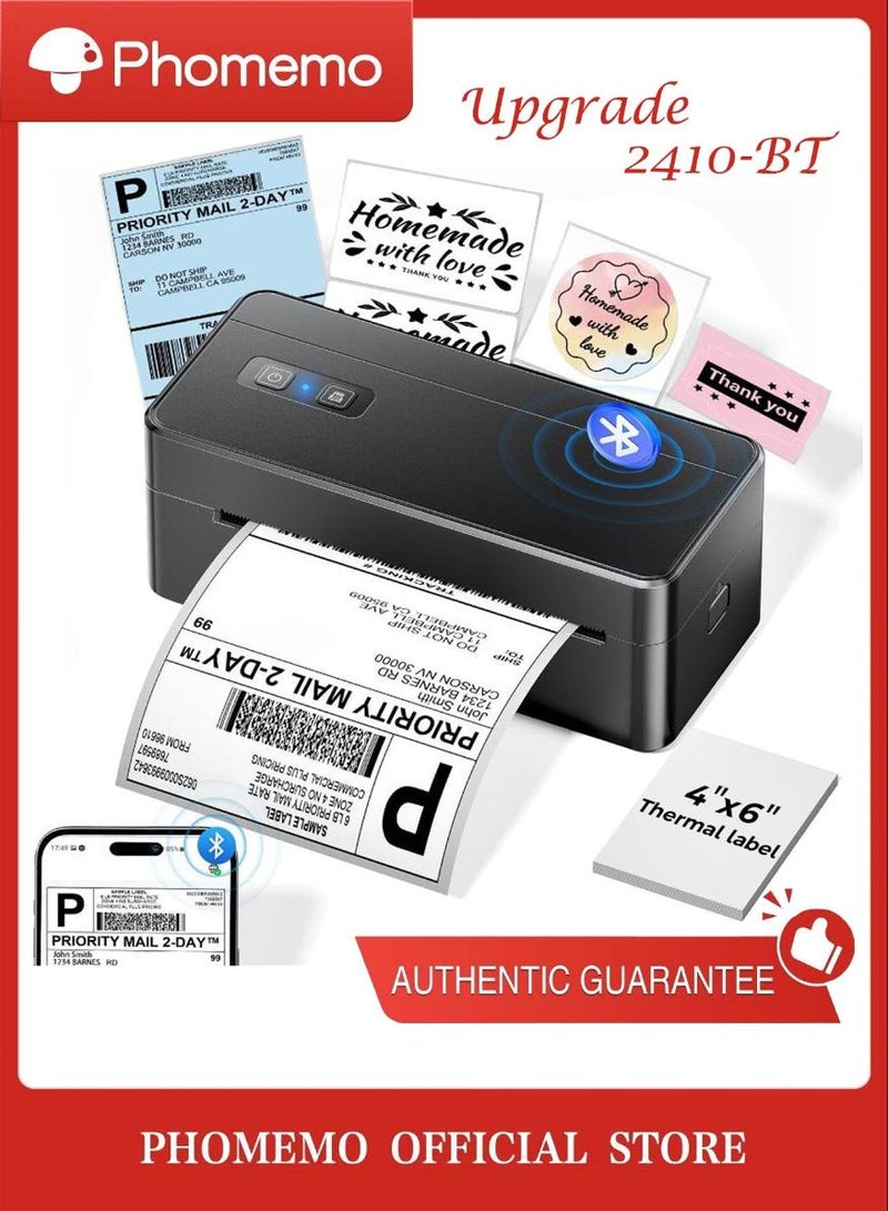 phomemo Upgrade 2410-BT Bluetooth Thermal Label Printer, Wireless Shipping Label Printer for Small Business, Label Printer for Shipping Packages, Compatible with iPhone, Android (Black) - Image 1