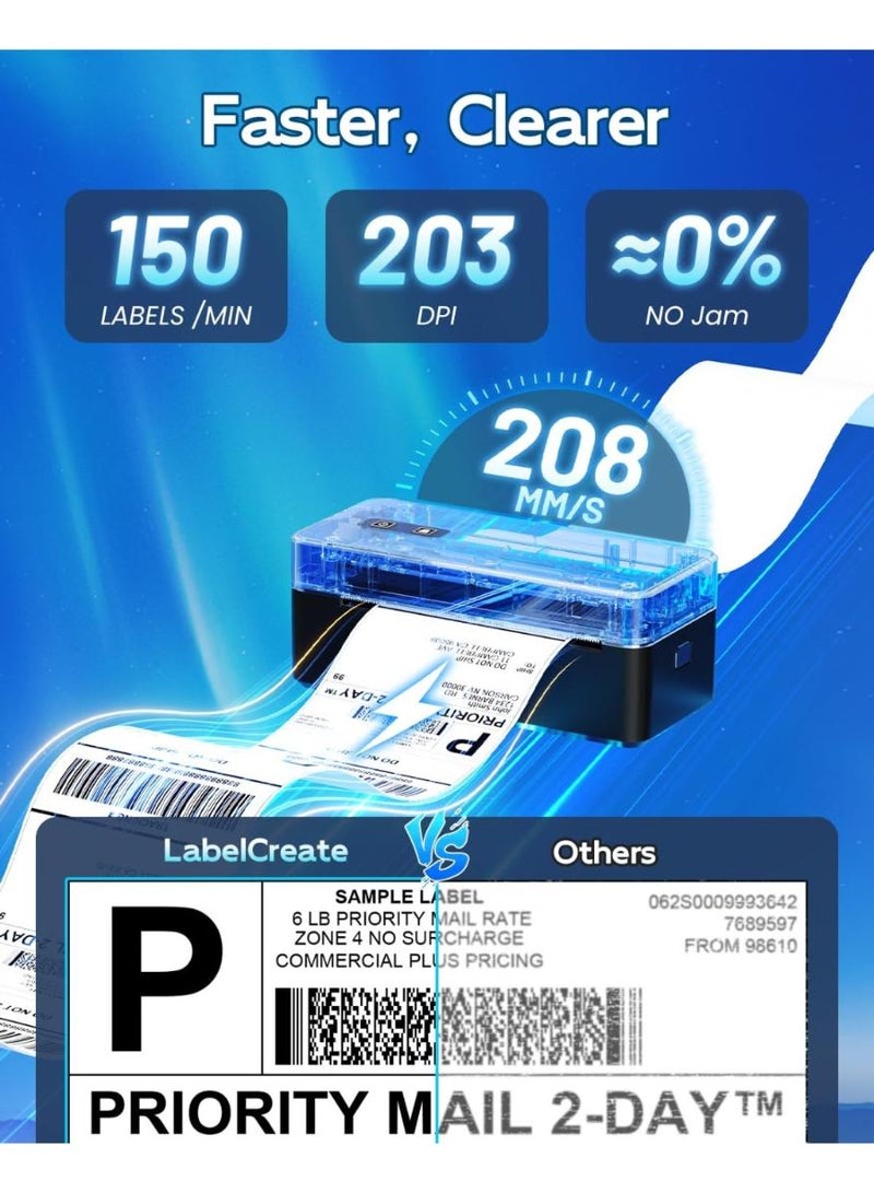 phomemo Upgrade 2410-BT Bluetooth Thermal Label Printer, Wireless Shipping Label Printer for Small Business, Label Printer for Shipping Packages, Compatible with iPhone, Android (Black) - Image 3