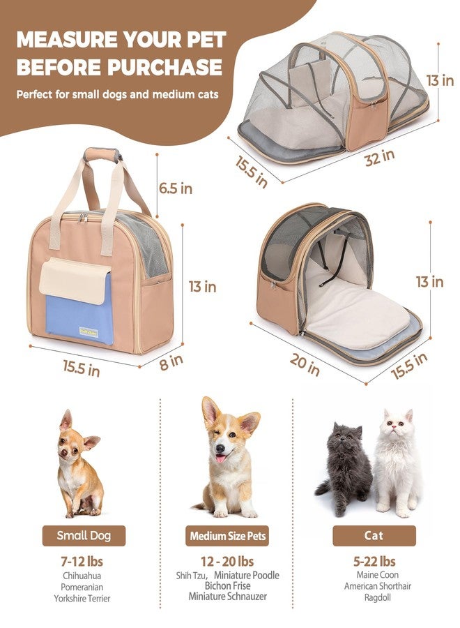 JourCraf Expandable Cat & Small Dog Carrier Backpack, Soft-Sided Airline-Approved Pet Travel Bag with Dual-Side Expansion, Under-Seat Fit, Breathable Mesh, for Hiking, Vet Visits & Trips (Up to 22 lbs) - Image 2