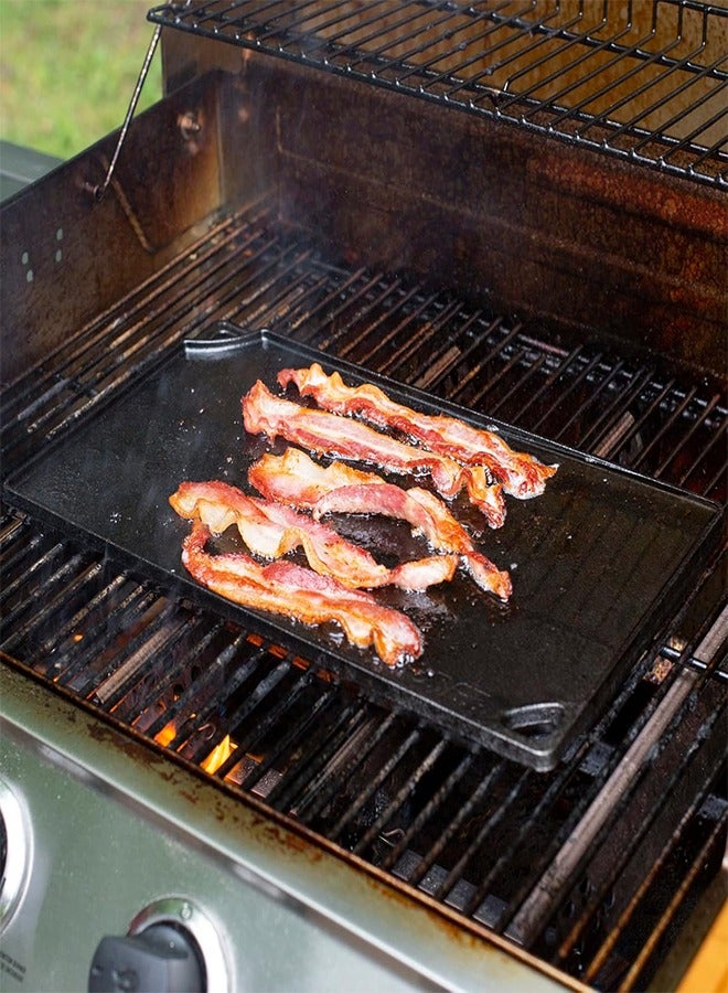 RATSAW Black Rock Grill Cast Iron Griddle Reversible Grill Pan BBQ Plate 42cm x 24cm  - Image 5