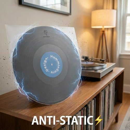 HumminGuru Vinyl Record Inner Sleeve 12 Inch, Acid Free & Anti Static Vinyl Sleeves, 1.5Mil Archival HDPE Inner Record Sleeve, Round Bottom LP Easy Insertion for Album Cover, 50 Pack(12“Inner Sleeves) - Image 2