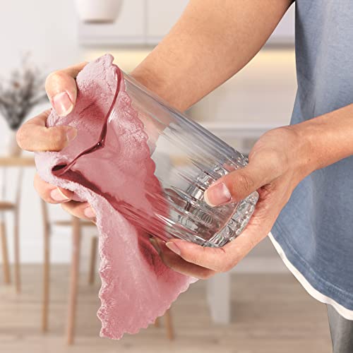 UMANI 12 Pack Kitchen Dish Cloths, Ultra Soft Absorbent Quick Drying Dish Towels, Nonstick Oil Microfiber Cleaning Cloth, Machine Washable Coral Fleece Cleaning Rags (Pink) - Image 5