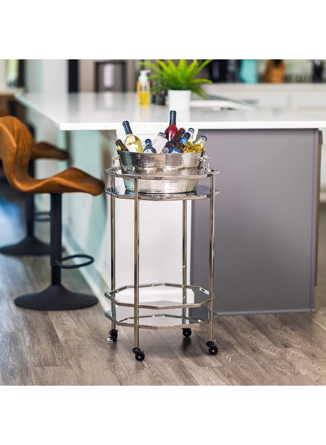 Brekx  Anchored Double Walled Hammered Steel Beverage Tub Wine Chiller, Large, Silver  - Image 4