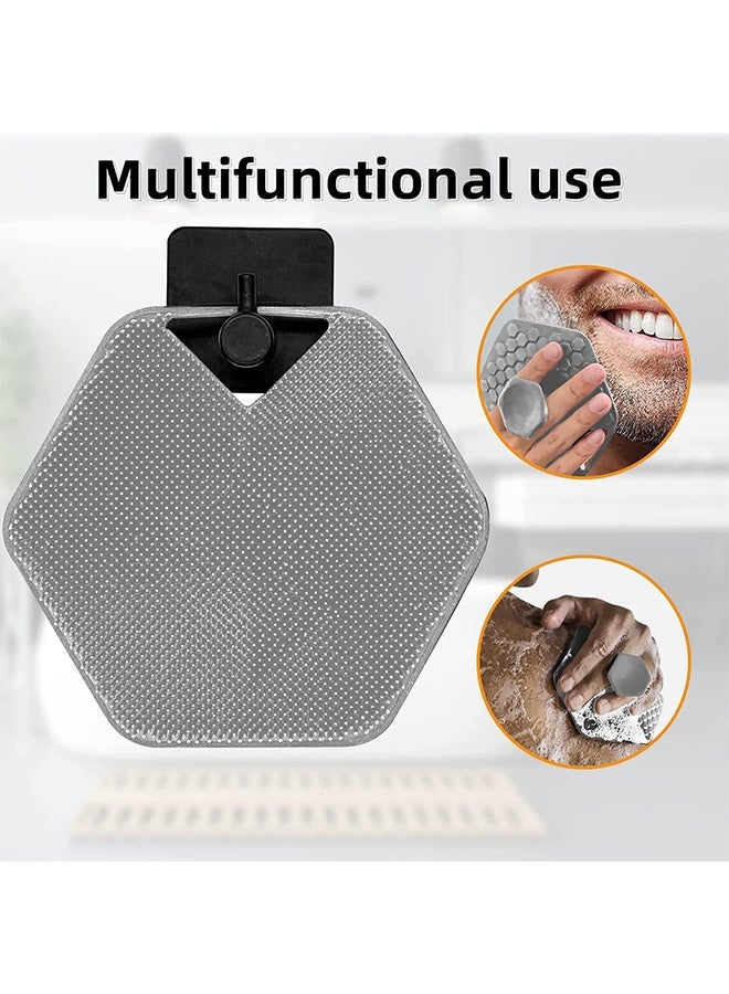 Peachjoy Silicone Shower and Bathroom Accessory, Body Scrubber and Storage Hook Set, Features Silicone-Grip Technology, Removable and Reusable Gentle Exfoliator Pad and Massager (Grey) - Image 5