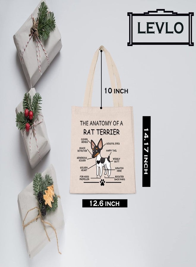 LEVLO Funny Rat Terrier Lovers Gifts The Anatomy of A Rat Terrier Shopping Bags Rat Terrier Veterinary Mom Travel Tote Bags (Rat Terrier) - Image 2