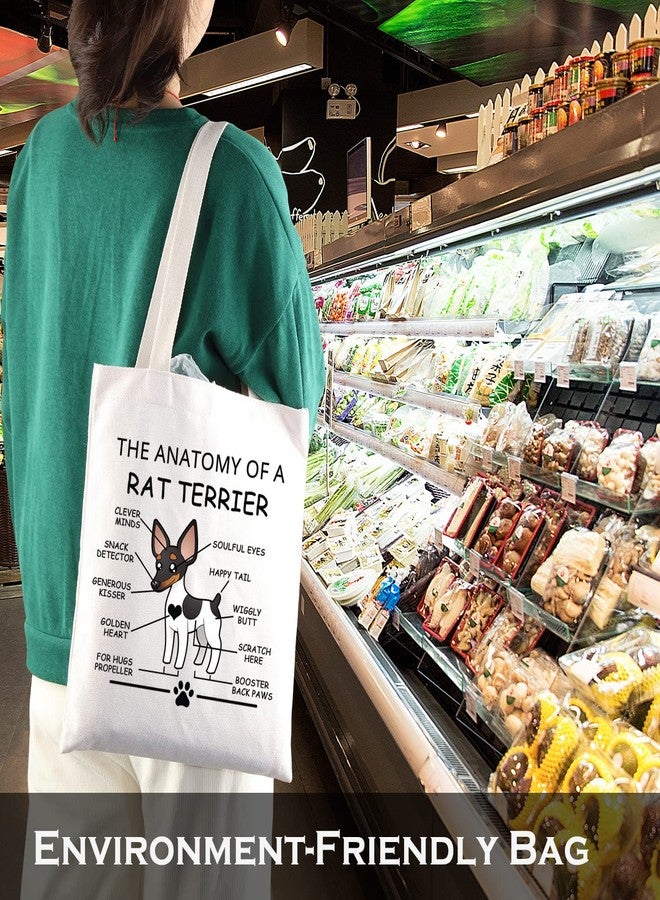 LEVLO Funny Rat Terrier Lovers Gifts The Anatomy of A Rat Terrier Shopping Bags Rat Terrier Veterinary Mom Travel Tote Bags (Rat Terrier) - Image 5