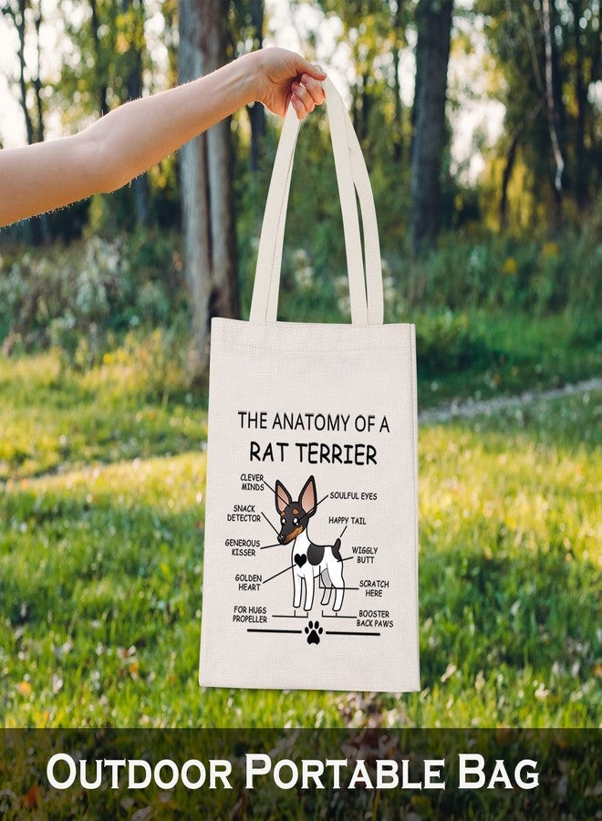 LEVLO Funny Rat Terrier Lovers Gifts The Anatomy of A Rat Terrier Shopping Bags Rat Terrier Veterinary Mom Travel Tote Bags (Rat Terrier) - Image 4