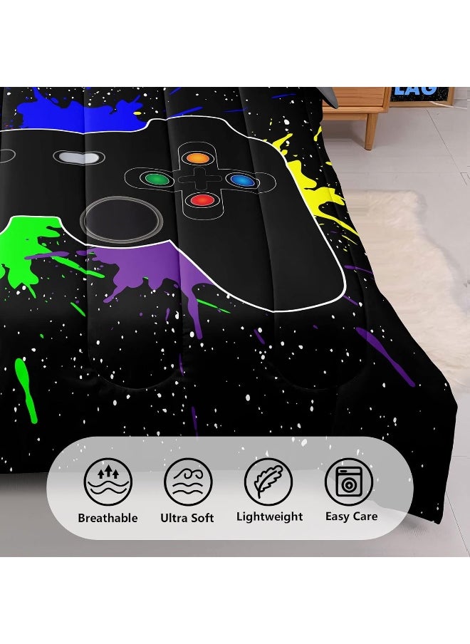 Generic Z.Jian HOME 6 Pieces Gaming Bedding Set Queen Size for Boys Gamer Comforter Set for Boys Girls Kids Teens 6 Piece Bed in A Bag Video Game Bedding for Gamer Room Decorative Queen27  - Image 2