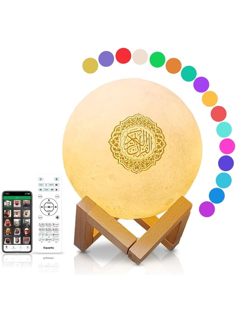 Moon Lamp with Quran Audio Speaker - Rechargeable RGB LED Night Light with Touch & Remote Control, Quran Recitation, Translation & Decorative Stand - Image 1