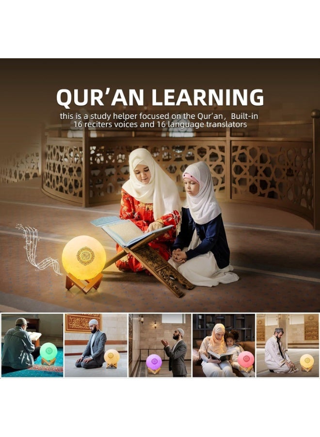 Moon Lamp with Quran Audio Speaker - Rechargeable RGB LED Night Light with Touch & Remote Control, Quran Recitation, Translation & Decorative Stand - Image 3