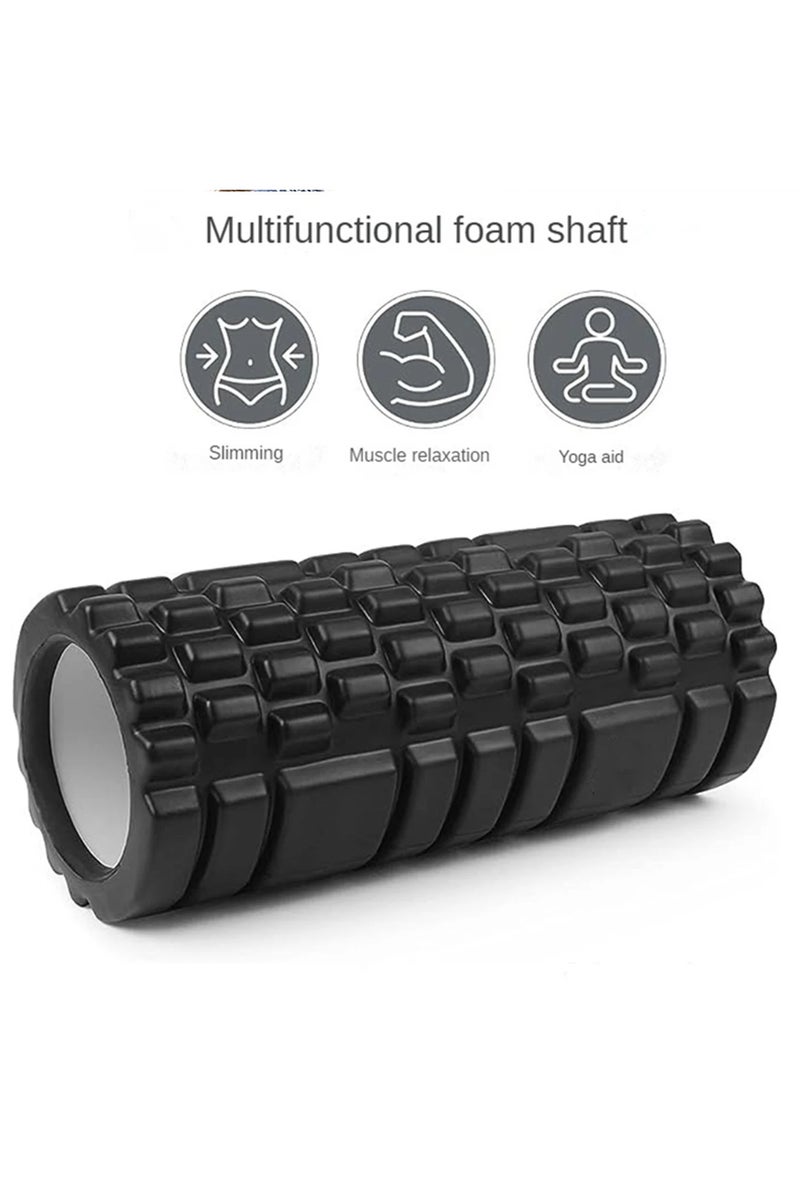 بكرة إسفنجية عالية الكثافة من مادة إي في إيه، مقاس 33 سم × 14 سم، مناسبة لليوجا والتدليك العميق للأنسجة والتمدد والعلاج الطبيعي - لتخفيف إجهاد العضلات وتحسين المرونة (أسود) - Image 3