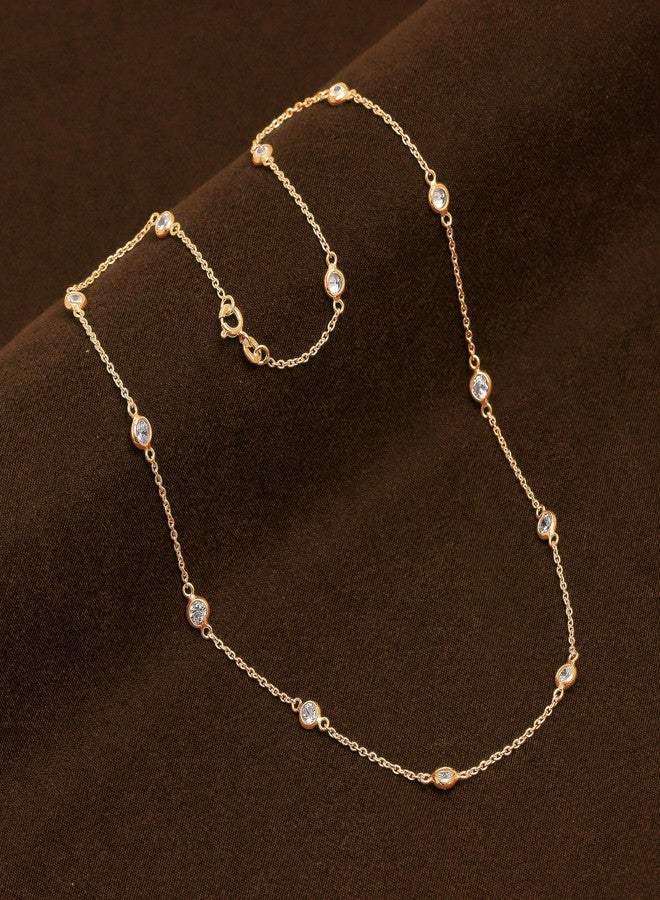 LeCalla 925 Sterling Silver CZ Station Necklace for Women | Italian Round Cubic Zirconia Station Chain Necklace, Made in Italy (16, 18, 20, 24 Inches), Length 20 Inches, Silver, Cubic Zirconia - Image 4