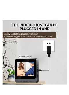 Generic Wireless Video Doorbell with Camera, 4.3” IPS Monitor, 1080P HD, 170° Wide Angle, Night Vision, 2-Way Audio, IP65 Waterproof, No WiFi Needed, Motion Detection, TF Card Storage, Easy Install, Battery Powered  - Image 3