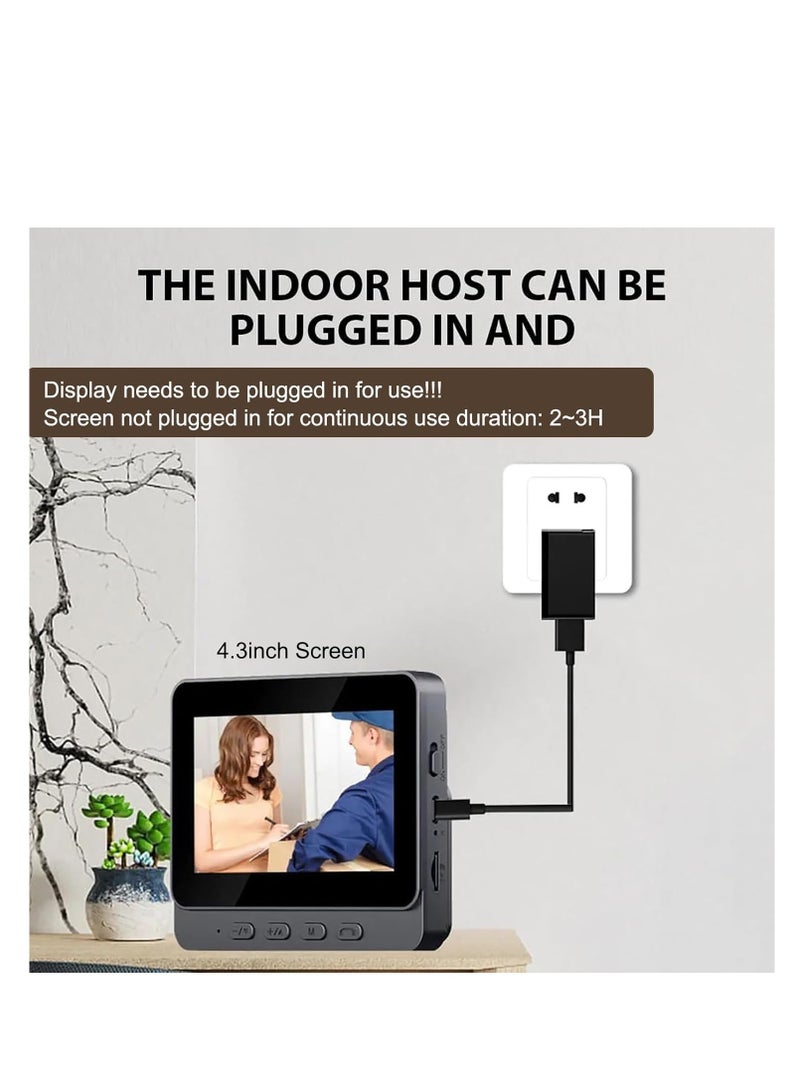 MOCOM Wireless Video Doorbell with Camera, 4.3” IPS Monitor, 1080P HD, 170° Wide Angle, Night Vision, 2-Way Audio, IP65 Waterproof, No WiFi Needed, Motion Detection, TF Card Storage, Easy Install, Battery Powered - Image 3