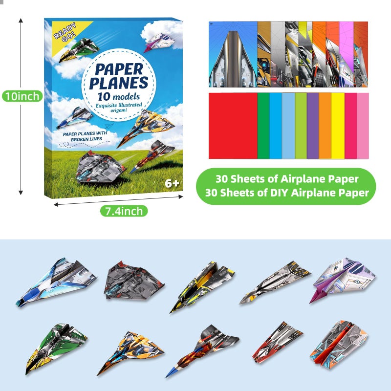 hapray 60 Sheets Paper Airplane Kit, Art and Crafts for Kids with Paper Airplane Instructions Book & Video, Stocking Stuffers for Boys Girls, Birthday Easter Kids Activities Crafts Gifts - Image 3