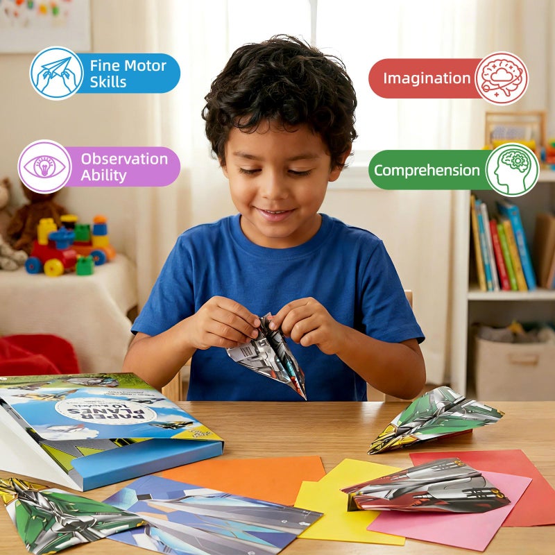 hapray 60 Sheets Paper Airplane Kit, Art and Crafts for Kids with Paper Airplane Instructions Book & Video, Stocking Stuffers for Boys Girls, Birthday Easter Kids Activities Crafts Gifts - Image 5