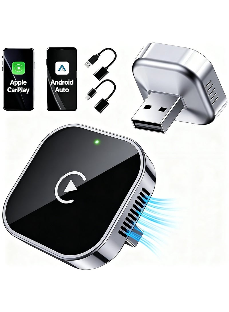 Aookay [2 in 1] Wireless CarPlay & Android Auto Adapter, Mini USB Design for Plug & Play CarPlay Dongle Converts Wired to Wireless, Fast Auto-Connect, No Delay, Compact Design for iPhone & Android with USB/USB-C Port (Black) - Image 1