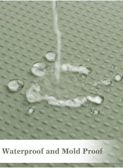 LEOKOR Water Repellent Waffle Weave Textured Fabric Shower Curtain for Bathroom Green  - Image 2