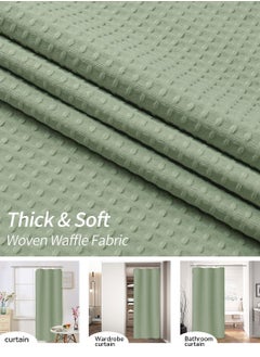 LEOKOR Water Repellent Waffle Weave Textured Fabric Shower Curtain for Bathroom Green  - Image 4