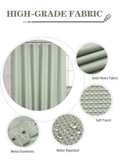 LEOKOR Water Repellent Waffle Weave Textured Fabric Shower Curtain for Bathroom Green  - Image 5