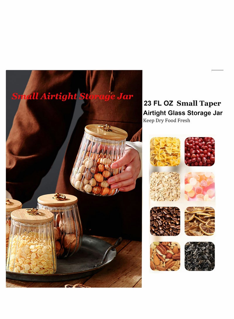 Excefore Glass Coffee Nuts Canister Airtight Storage Jar Petal Decorative Container with Bamboo Lid Metal Handle Easy to Grasp 650ml - Image 5