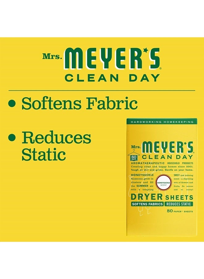Mrs. Meyer's Clean Day Dryer Sheets, Fabric Softener, Reduces Static, Infused with Essential Oils, Honeysuckle, 80 Count  - Image 4