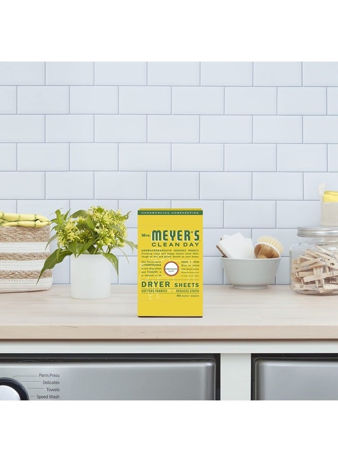 Mrs. Meyer's Clean Day Dryer Sheets, Fabric Softener, Reduces Static, Infused with Essential Oils, Honeysuckle, 80 Count  - Image 5