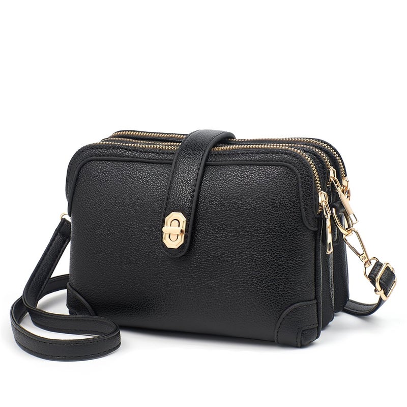 Xiaoyu Small Crossbody Bags for Women Fashion Cell Phone Purse Ladies Multiple Pockets Shoulder Handbags (Black) - Image 1