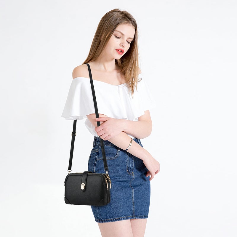 Xiaoyu Small Crossbody Bags for Women Fashion Cell Phone Purse Ladies Multiple Pockets Shoulder Handbags (Black) - Image 2